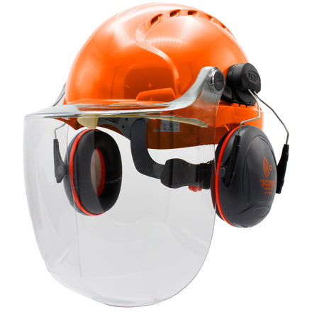 JSP EVO3 Machinery Helmet With Ear Defenders & C4-Max Visor (Orange)