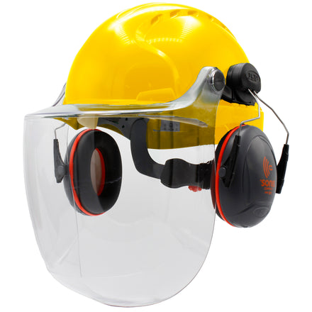 JSP EVO3 Machinery Helmet With Ear Defenders & C4-Max Visor (Yellow)