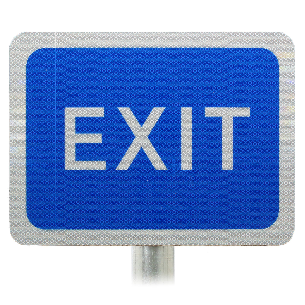 Blue Car Park Exit Sign (Without Arrow) Post Mounted R2/RA2 (400x300mm)