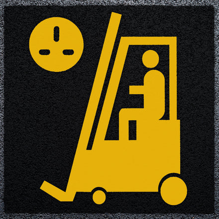 Forklift Charging Logo - Thermoplastic StartMark Ground Marking (Yellow / Black)