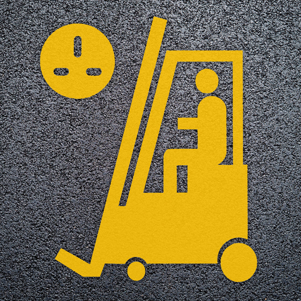 Forklift Charging Logo - Thermoplastic StartMark Ground Marking (Yellow / None)