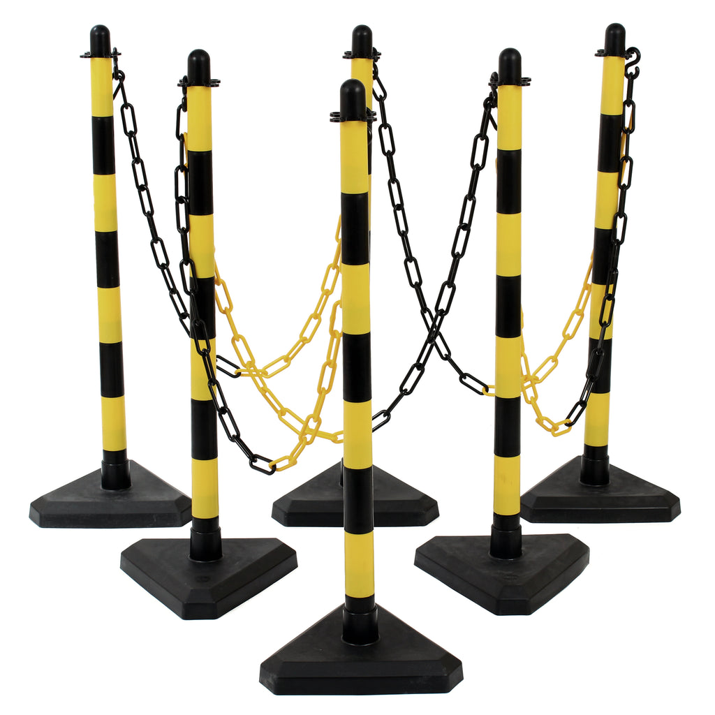 Guarda Post & Chain Kit  | Multiple Colours | Product Bundle (Yellow & Black Posts and Chain / Plastic Concrete Filled)