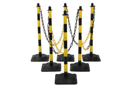 Guarda Post & Chain Kit  | Multiple Colours | Product Bundle (Yellow & Black Posts and Chain / Recycled Hard Rubber)