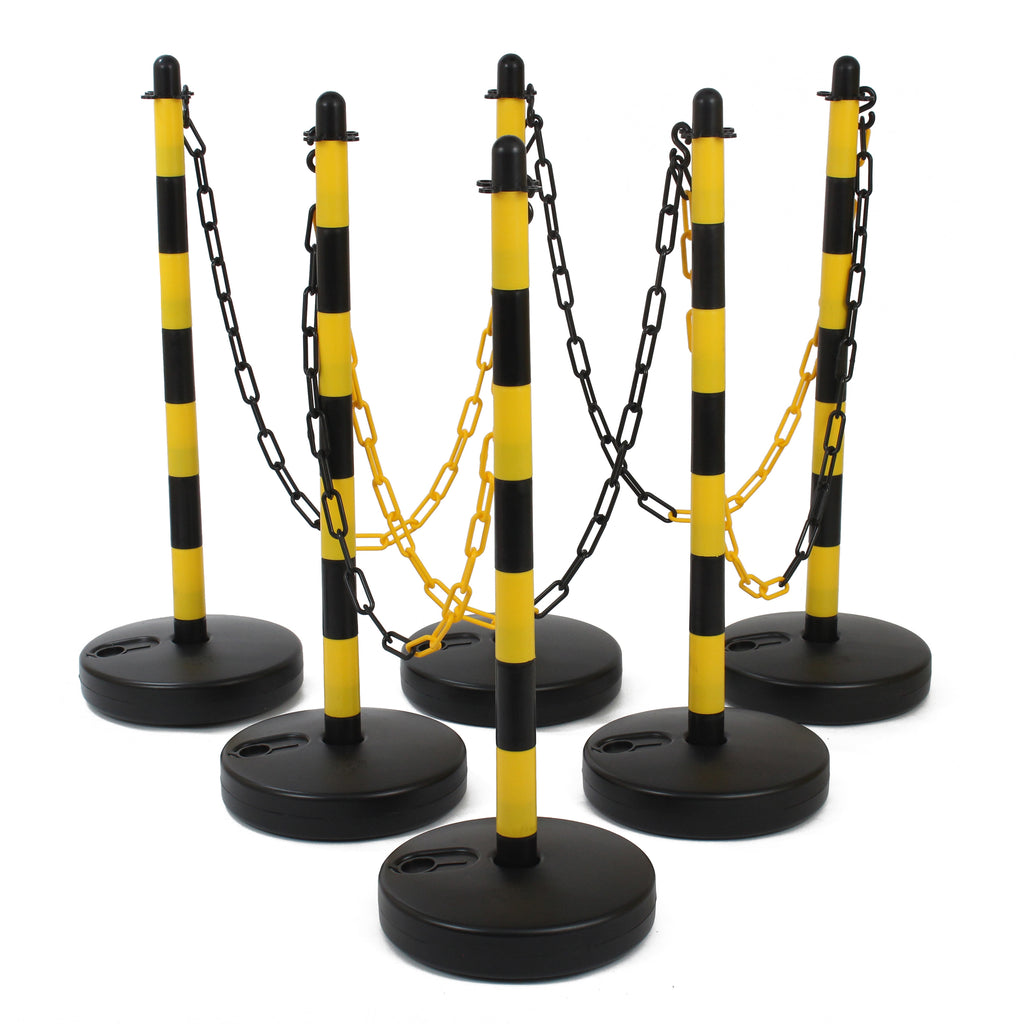 Guarda Post & Chain Kit  | Multiple Colours | Product Bundle (Yellow & Black Posts and Chain / Plastic Hollow)