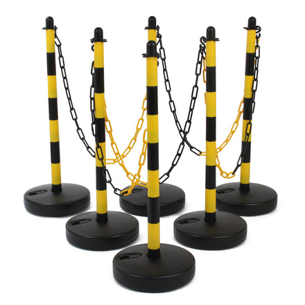 Guarda Post & Chain Kit  | Multiple Colours | Product Bundle (Yellow & Black Posts and Chain / Plastic Hollow)