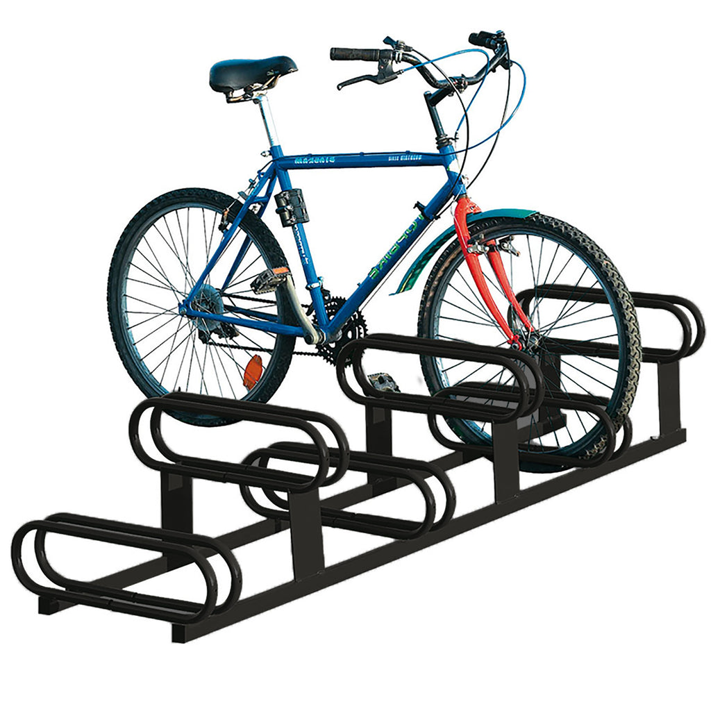 High-Low Bike Rack - Double Direction - Galvanised & Painted (Black RAL 9005)