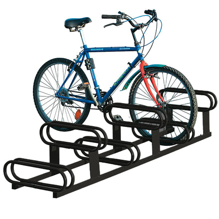 High-Low Bike Rack - Double Direction - Galvanised & Painted (Black RAL 9005)