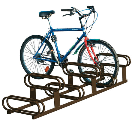 High-Low Bike Rack - Double Direction - Galvanised & Painted (Brown RAL 8017)