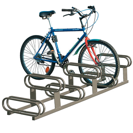 High-Low Bike Rack - Double Direction - Galvanised & Painted (Grey RAL 7044)