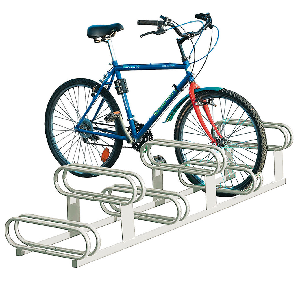 High-Low Bike Rack - Double Direction - Galvanised & Painted (White RAL 9010)