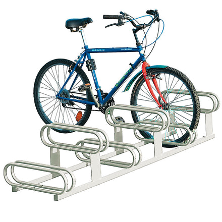 High-Low Bike Rack - Double Direction - Galvanised & Painted (White RAL 9010)