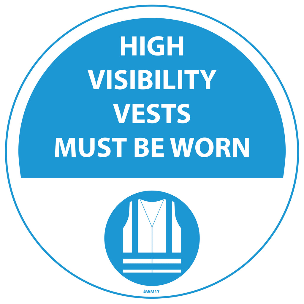 High Visibility Vests Must Be Worn Floor Sign - Self Adhesive