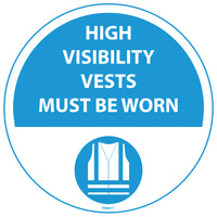 High Visibility Vests Must Be Worn Floor Sign - Self Adhesive