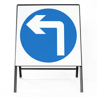 Turn Left Ahead Sign - Zintec Metal Sign Dia 609 Face | 750x750mm