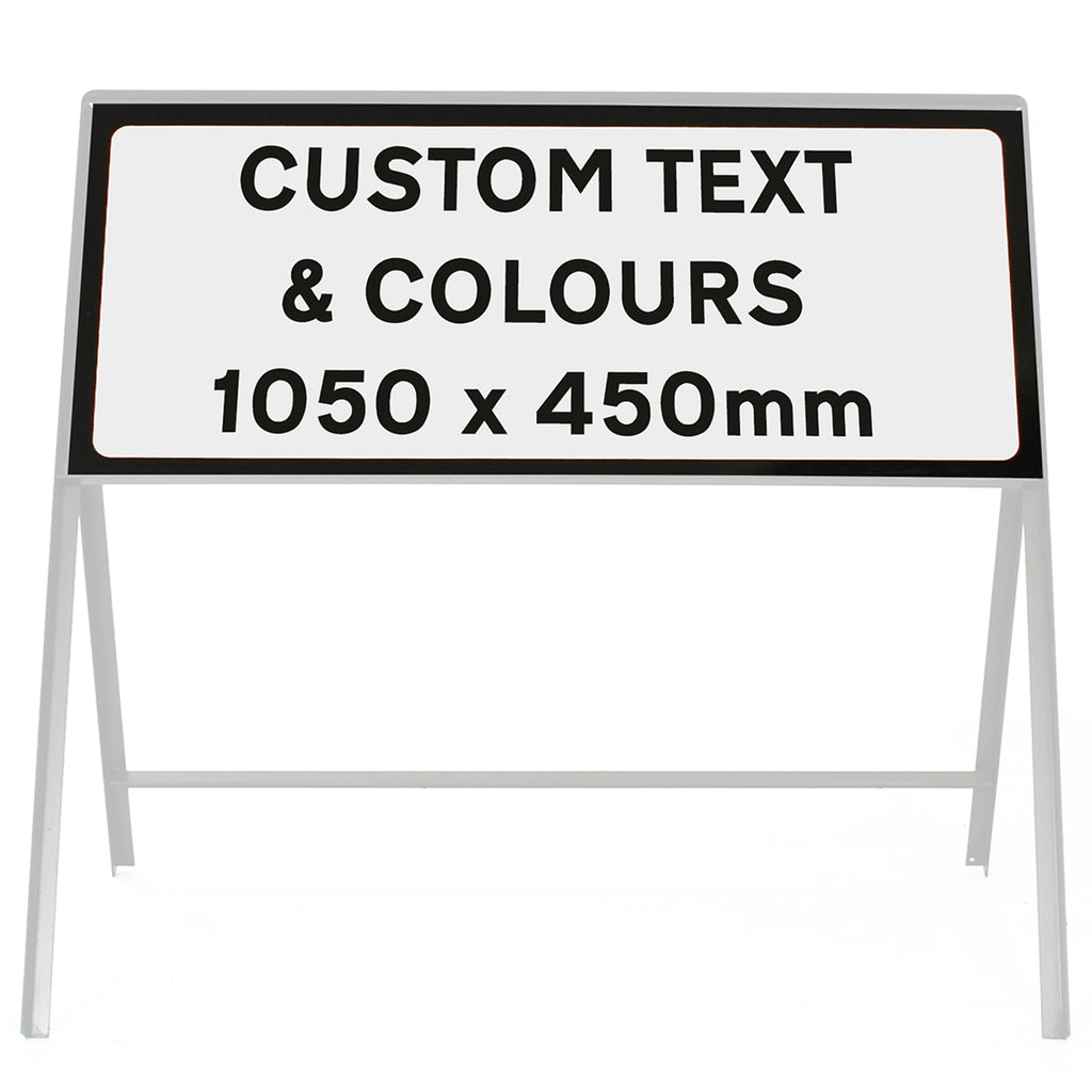 Custom 1050x450mm Sign Face  - Metal Road Sign - Face Only (White & Black / None / Yes)