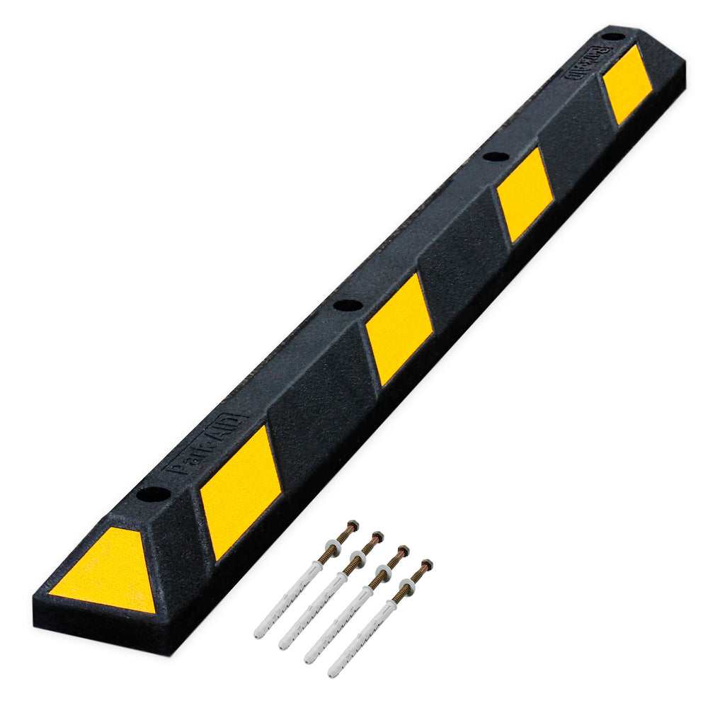 Park-aid Rubber Wheel Stop With Fixings (Yellow & Black / 1800mm)