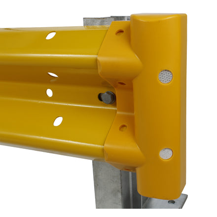 Yellow Plastic Pedestrian Friendly Scroll Armco Barrier End Cap Inc. Reflectors