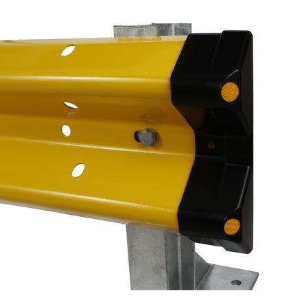 Black Rigid Plastic Armco Barrier End Cap Inc. Reflectors