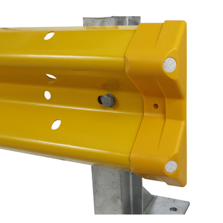 Yellow Rigid Plastic Armco Barrier End Cap Inc. Reflectors