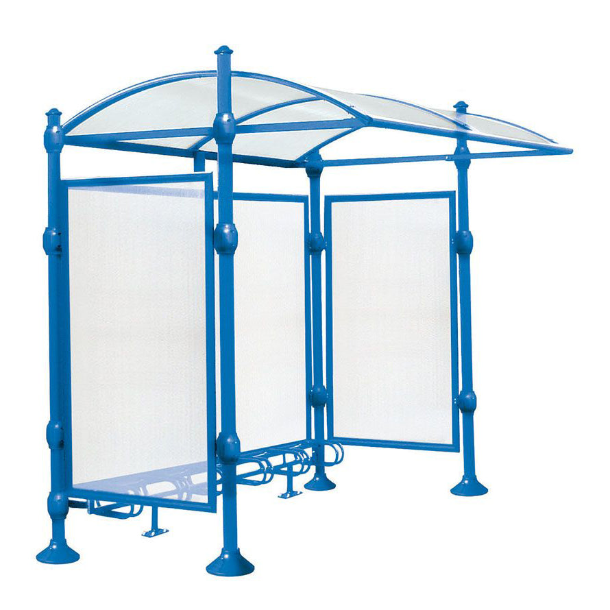 Procity Province Bike Shelter with Integrated Bike Rack  & Cladding (Agora / Galvanised & Powder Coated Gentian Blue RAL 5010)