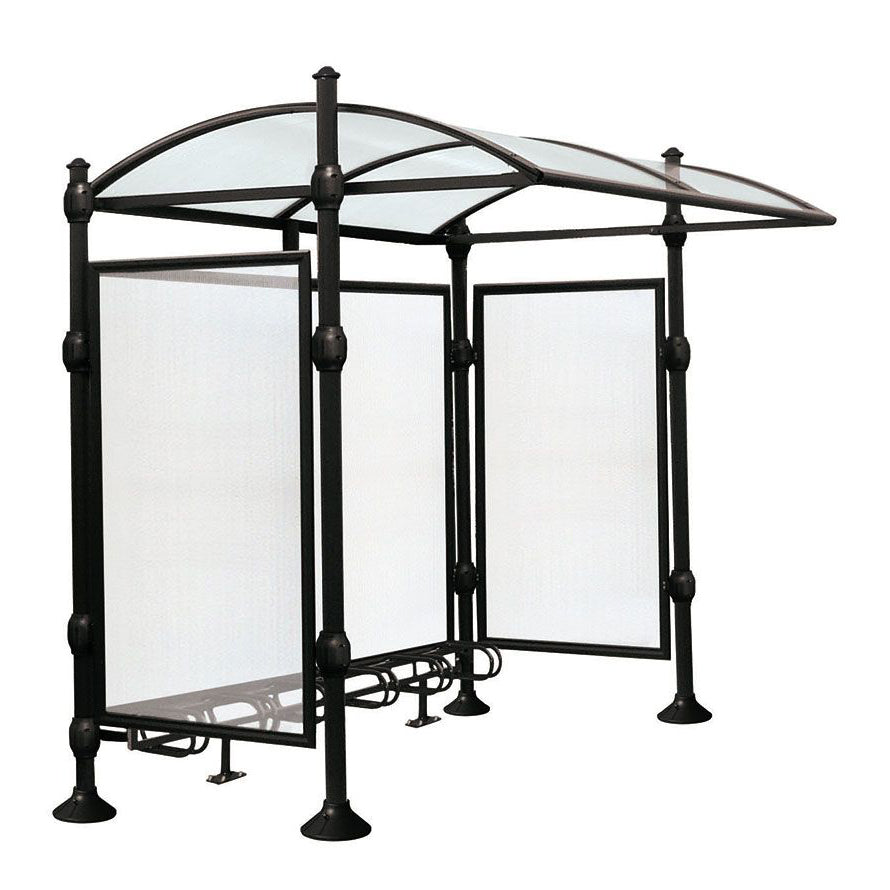 Procity Province Bike Shelter with Integrated Bike Rack  & Cladding (Agora / Galvanised & Powder Coated Jet Black RAL 9005)