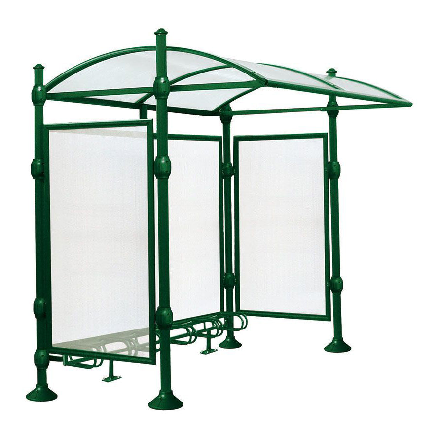 Procity Province Bike Shelter with Integrated Bike Rack  & Cladding (Agora / Galvanised & Powder Coated Moss Green RAL 6005)