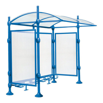 Procity Province Bike Shelter with Integrated Bike Rack  & Cladding (City / Galvanised & Powder Coated Gentian Blue RAL 5010)