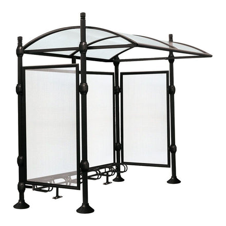 Procity Province Bike Shelter with Integrated Bike Rack  & Cladding (City / Galvanised & Powder Coated Jet Black RAL 9005)