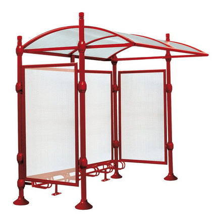 Procity Province Bike Shelter with Integrated Bike Rack  & Cladding (City / Galvanised & Powder Coated Maroon RAL 3004)