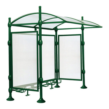 Procity Province Bike Shelter with Integrated Bike Rack  & Cladding (City / Galvanised & Powder Coated Moss Green RAL 6005)