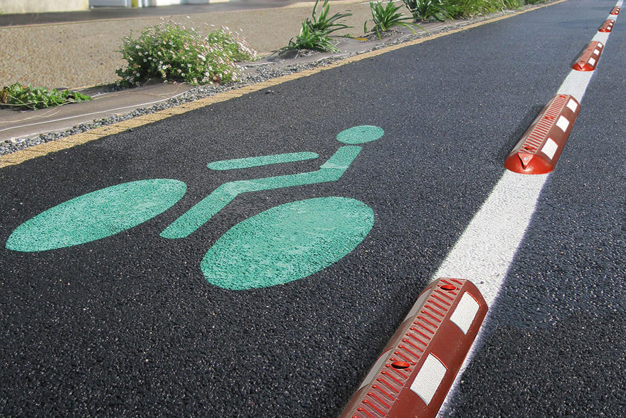 Procity Traffic Lane Separator Installed To Separate Bike Lane From Motor Traffic