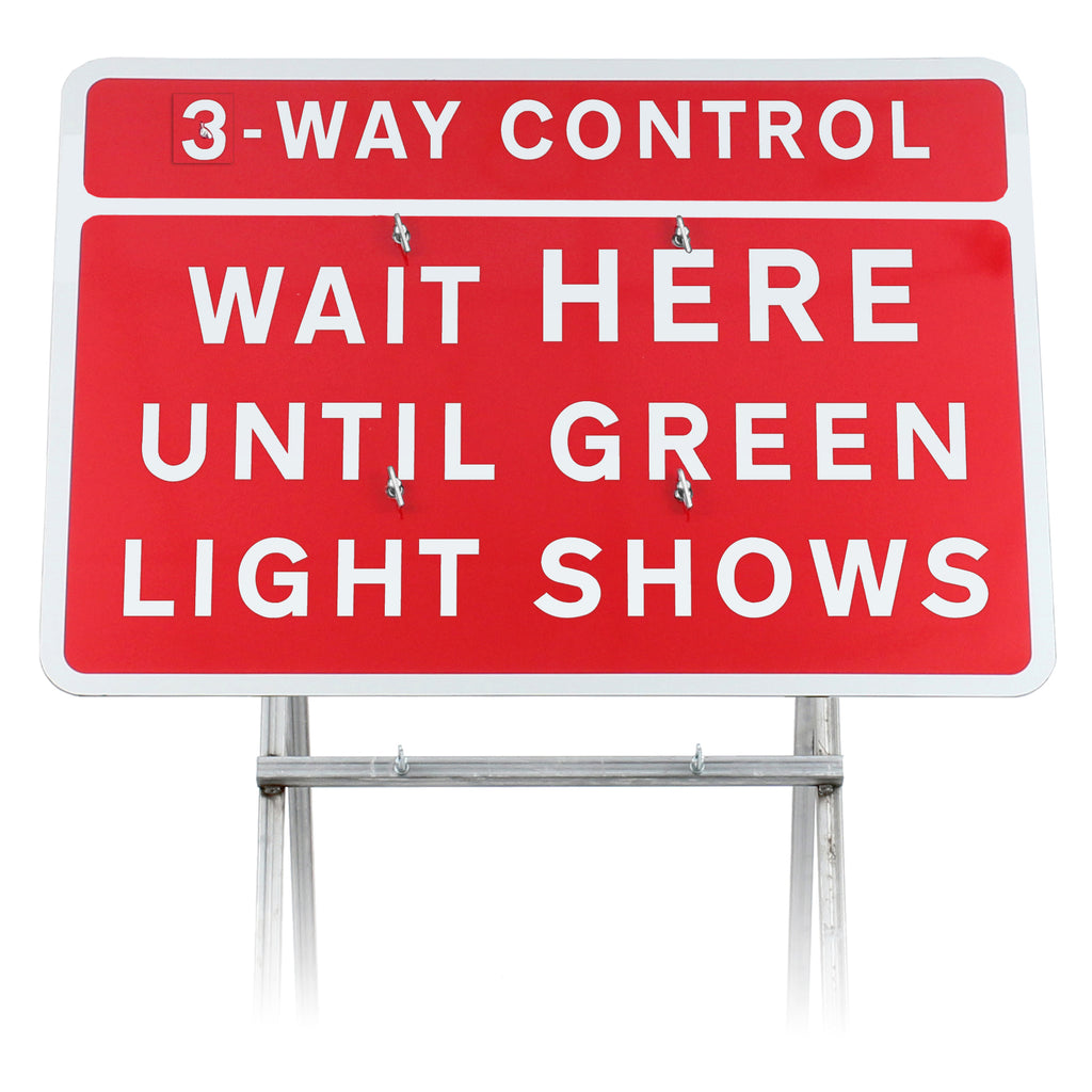 3/4 Way Control Wait Here Until Green Light Shows Sign Diagram 7011.1 | Quick Fit (face only) | 1050x750mm