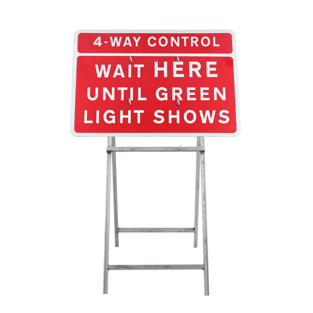 3/4 Way Control Wait Here Until Green Light Shows Sign Diagram 7011.1 | Quick Fit (face only) | 1050x750mm