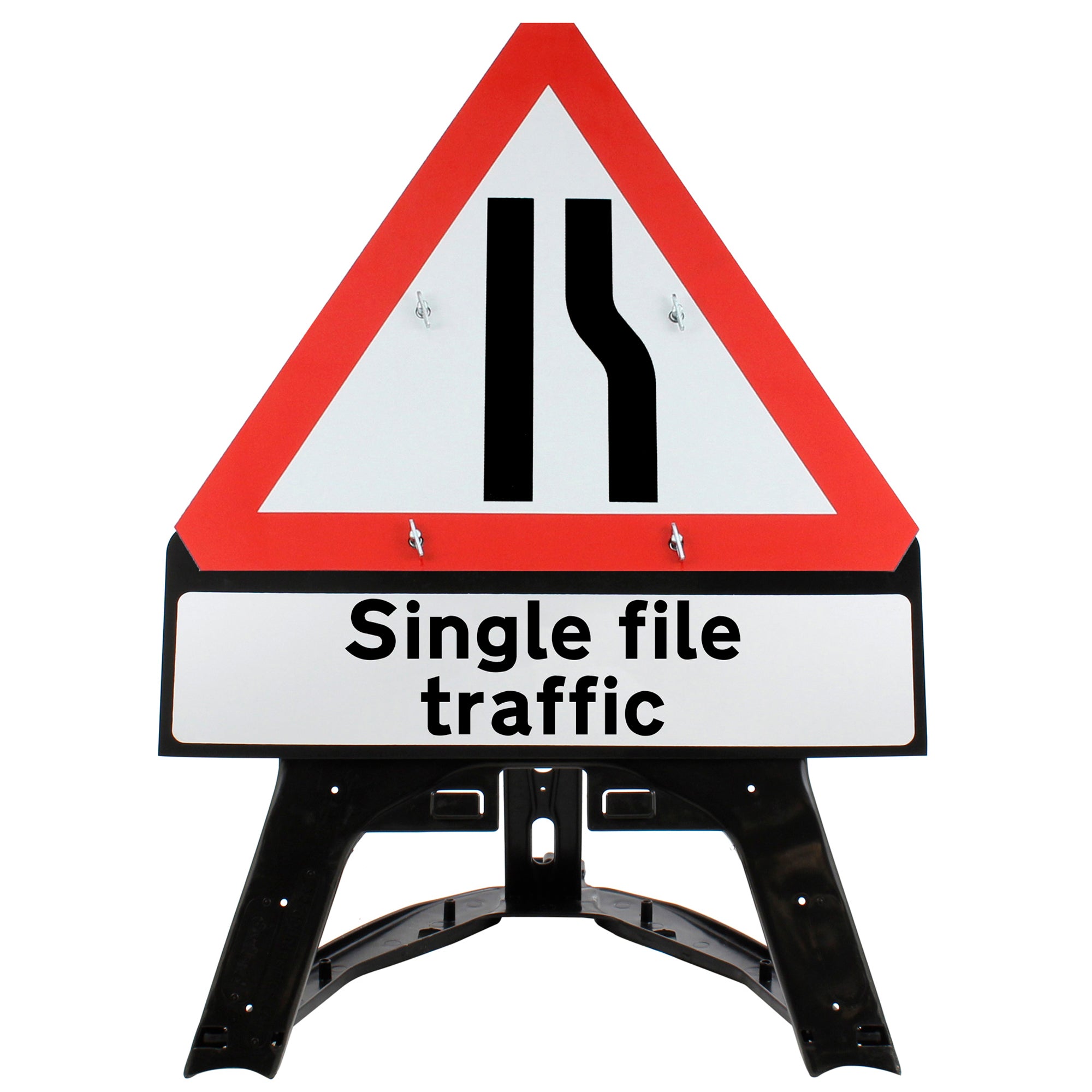 Road Narrows Right Inc. 'Single file traffic' Sup. Plate Road Sign ...