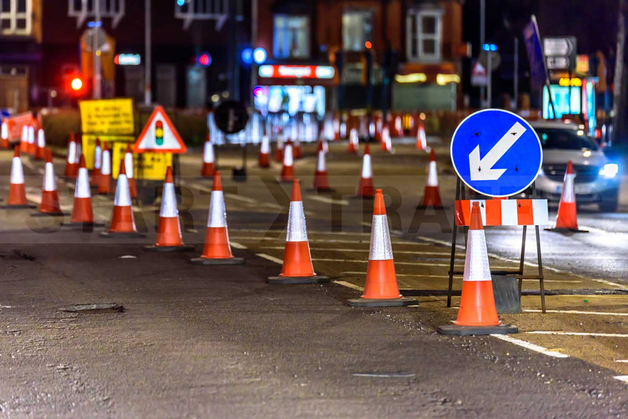 Keep Left Sign at Roadworks