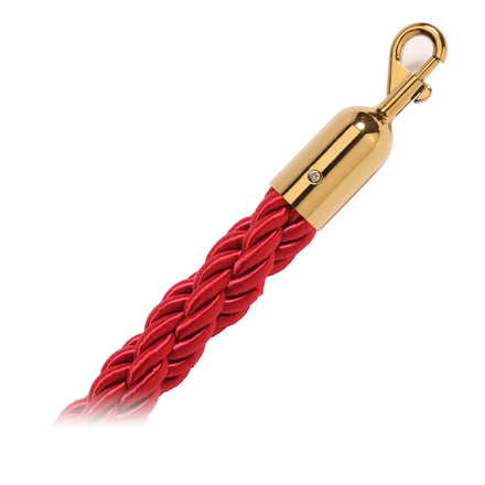 Braided Rope Barriers Available In Multiple Colours & Lengths (Red / Polished Brass / 1.8metre)