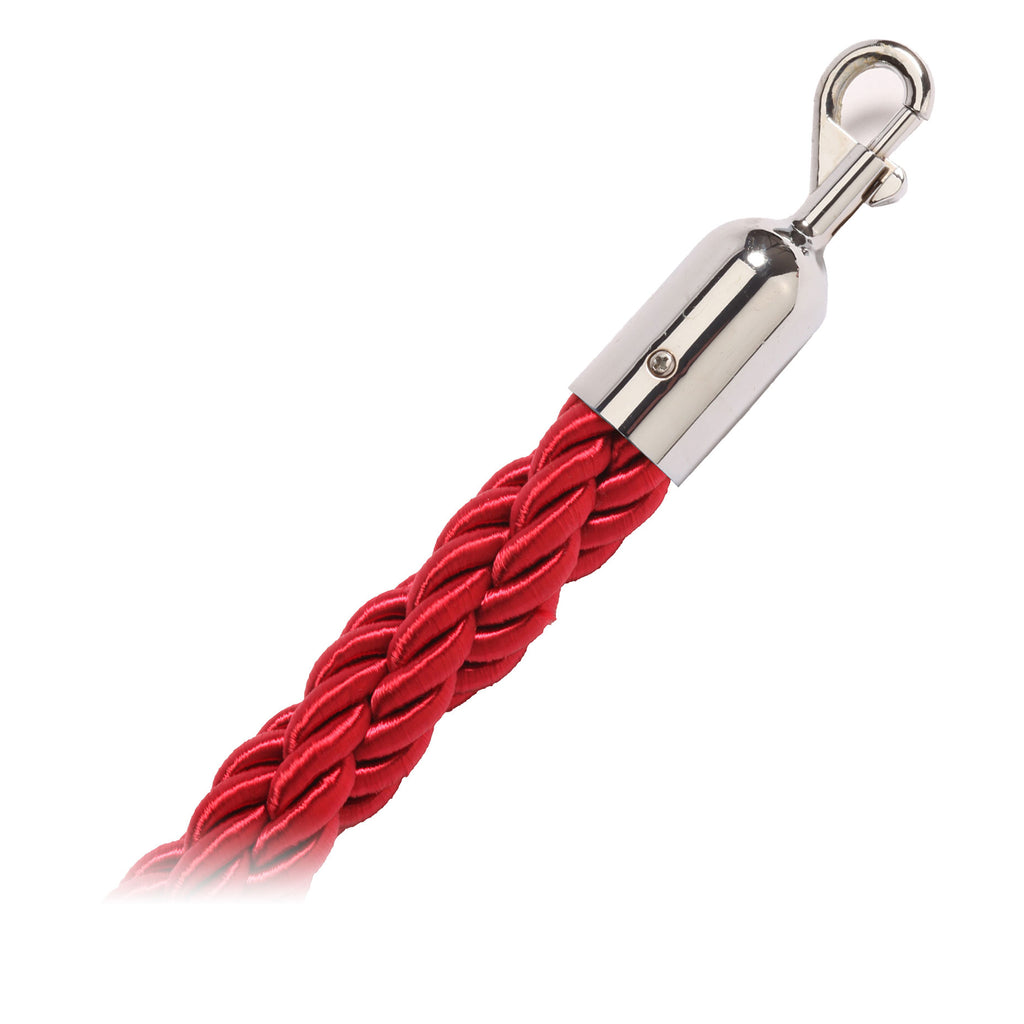 Braided Rope Barriers Available In Multiple Colours & Lengths (Red / Polished Chrome / 1.8metre)