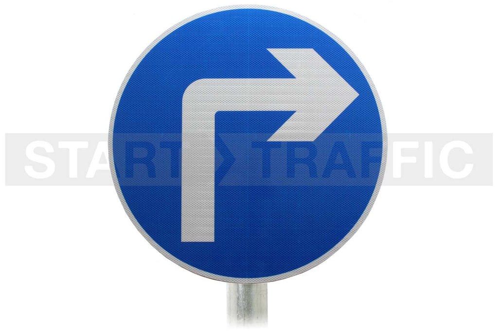 Right Ahead Only Sign Post Mounted Diagram 609 R2/RA2