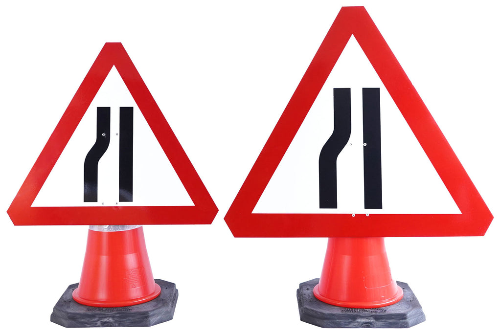 Road Narrows Left Cone Sign (Cone Sold Separately)