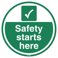 Safety Starts Here Floor Sign - 430mm - Self Adhesive