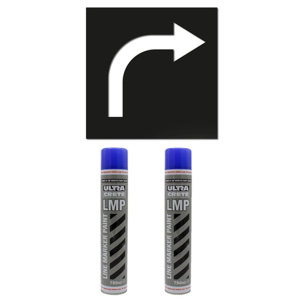 Curved Direction Arrow Stencil For Pedestrian Guidance - Kits Available (2 x Blue Cans Temporary Paint)