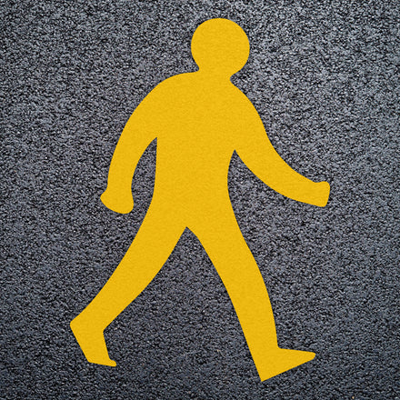 Path / Walking Man Symbol - Car Park Road Markings (Yellow / 600mm)