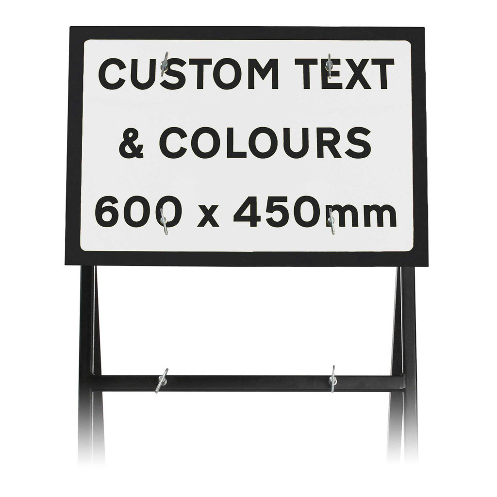 Custom Quick Fit Sign 600x450mm - Face Only (White & Black / Left / Yes)