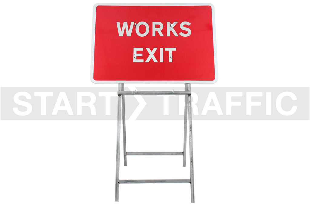 Works Exit Sign Diagram 7302 | Quick Fit (face only) | 1050x750mm