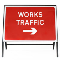 Works Traffic Right Arrow Sign - Zintec Metal Sign Face | 1050x750mm