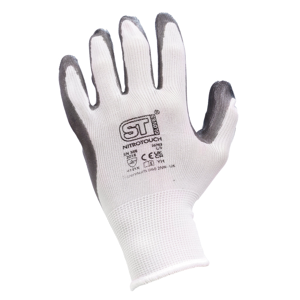 Supertouch Nitrotouch® White/Grey Nylon/Nitrile Dry Handling Gloves