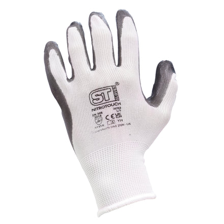 Supertouch Nitrotouch® White/Grey Nylon/Nitrile Dry Handling Gloves