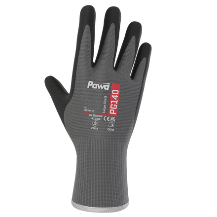 Supertouch Pawa PG140 Grey/Black Latex Palm and Thumb Coated Multipurpose Gloves