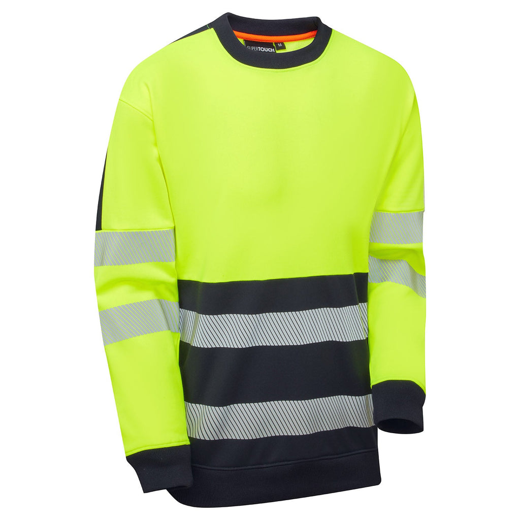Supertouch Essentials Hi-Vis Yellow/Black Eco CottonCool Sweatshirt