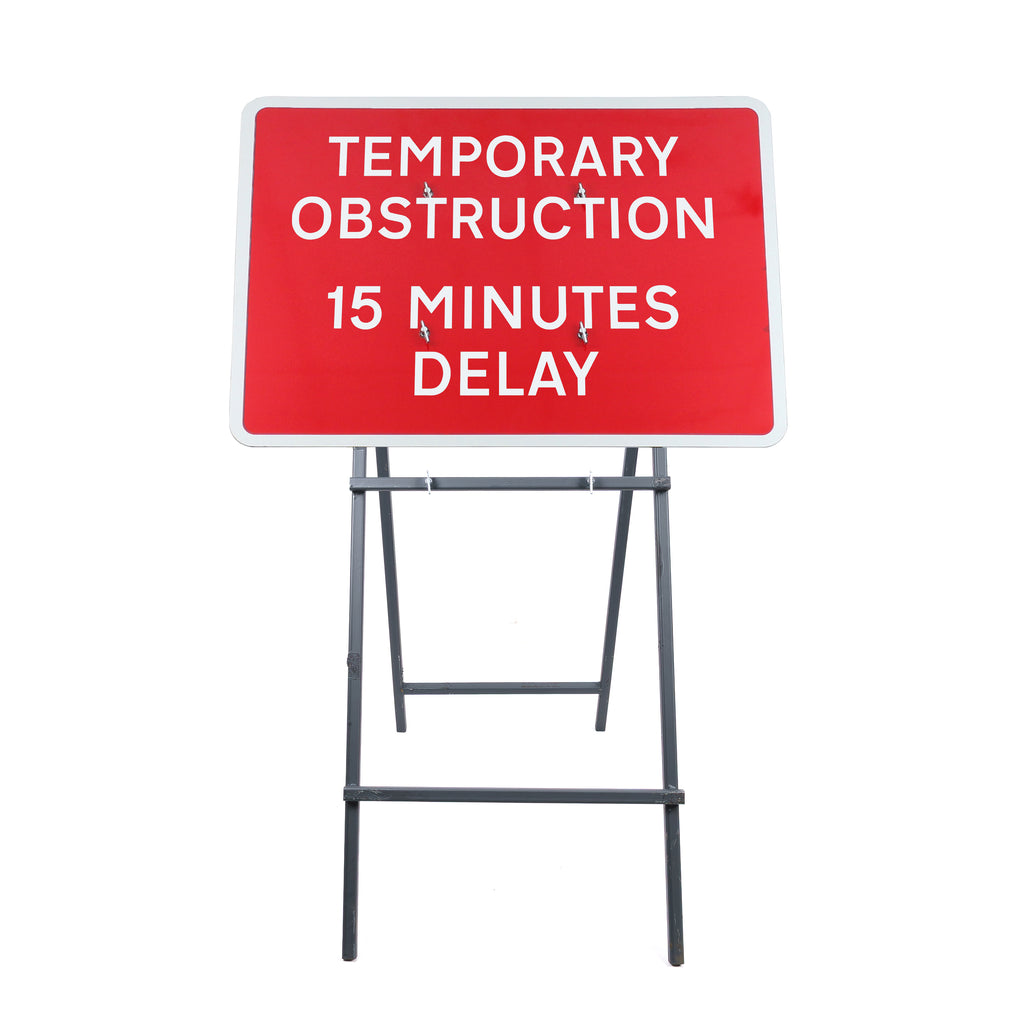 Temporary Obstruction 15 Minutes Delay Quick Fit Sign 1050x750mm RA1 (Face Only)
